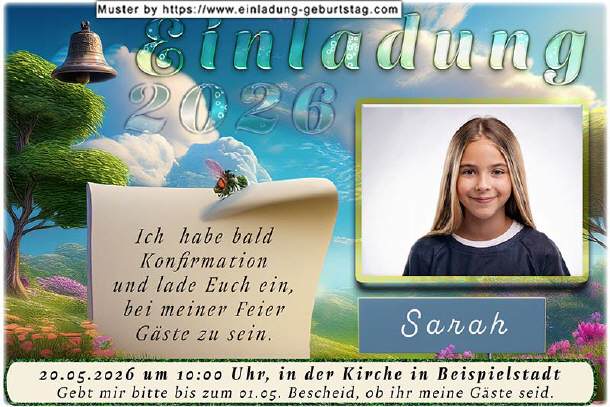 Einladung Konfirmation Foto mit farbiger Kontur