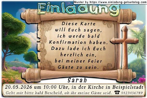 Einladung Konfirmation - das Holzkreuz