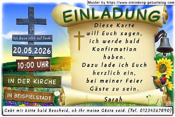 Einladung Konfirmation - der Kreuzwegweiser