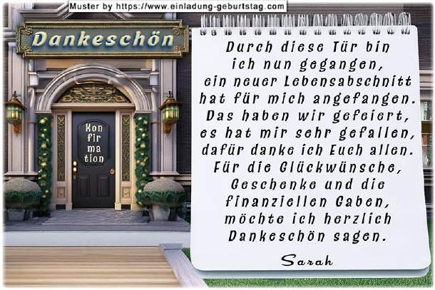 Danksagungskarte Konfirmation - die Konfi Tür