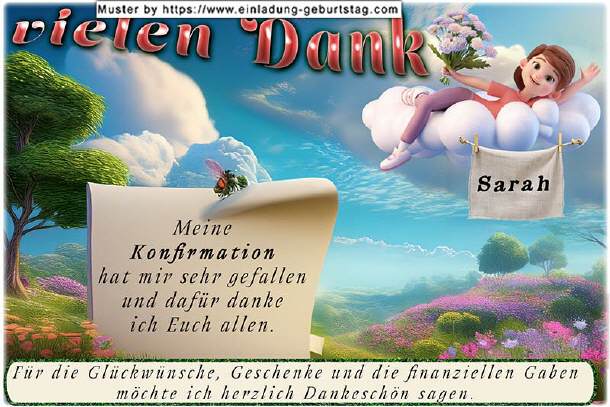 Danksagungskarte Konfirmation, auf Wolken schweben