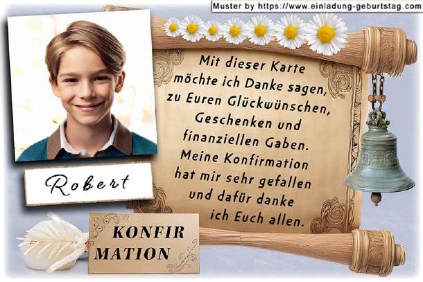 Danksagungskarte Konfirmation die Schriftrolle