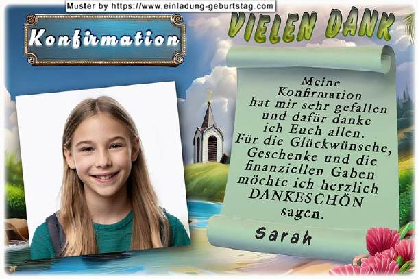 Danksagungskarte Konfirmation Foto schräg gestellt