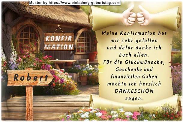 Danksagungskarte Konfirmation - Daumen hoch