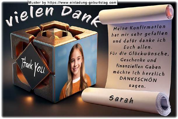 Danksagungskarte Konfirmation - Fotowürfel