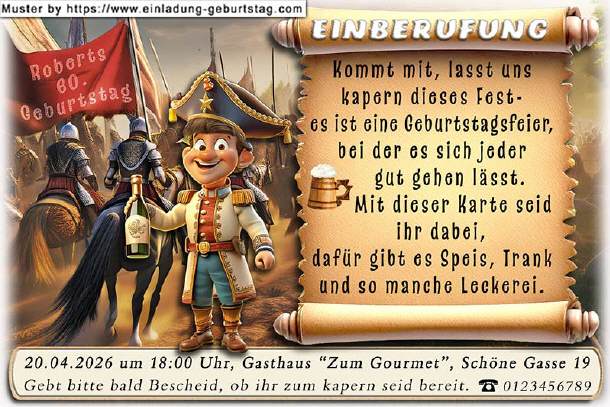 lustige Einladung Geburtstag - die Einberufung