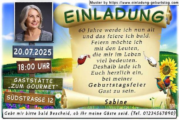 Einladung Geburtstag Foto auf Landschaftsbild