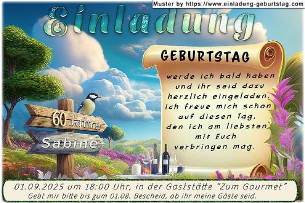 originelle Einladung Geburtstag - Hinweisschild