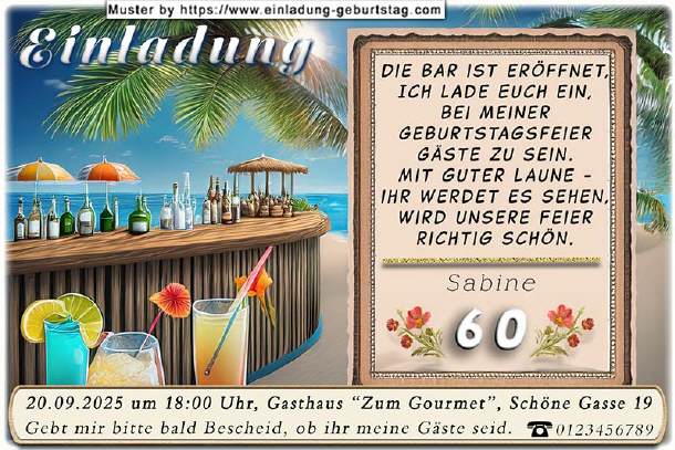 originelle Einladung Geburtstag - die Bar