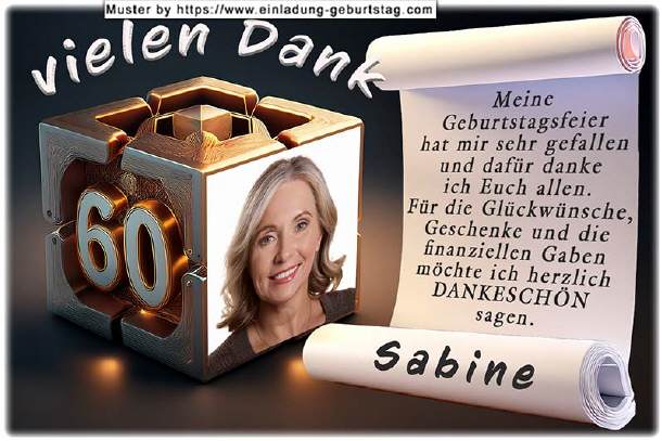 Danksagungskarte Geburtstag - Fotowürfel