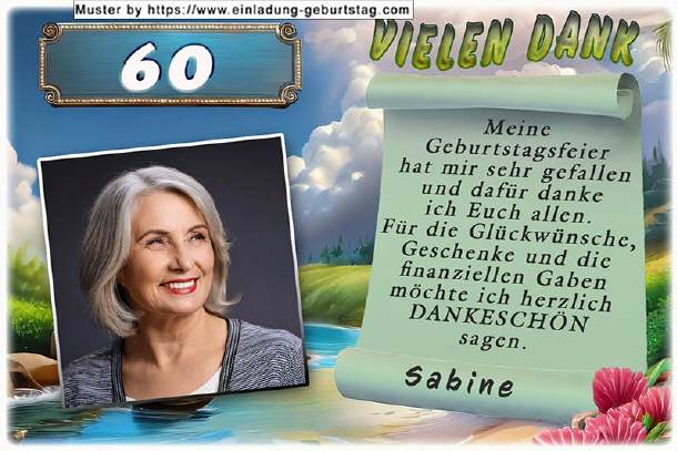 Danksagungskarte Geburtstag - Foto mit Kontur