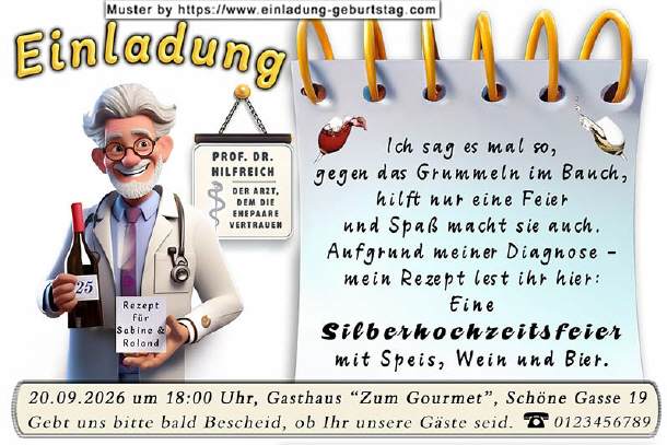 lustige Einladung Silberhochzeit - das Rezept