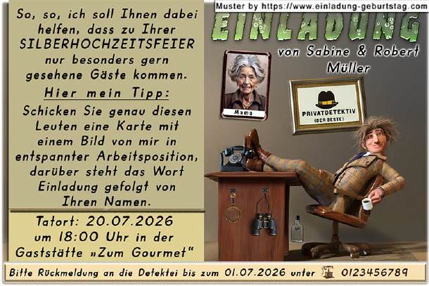 lustige Einladung Silberhochzeit - Privatdetektiv