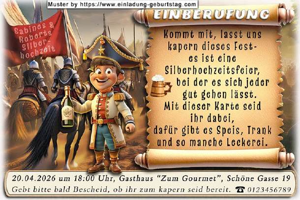 lustige Einladung Silberhochzeit - die Einberufung