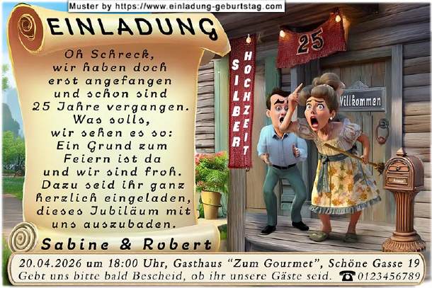 lustige Einladung Silberhochzeit - Oh Schreck