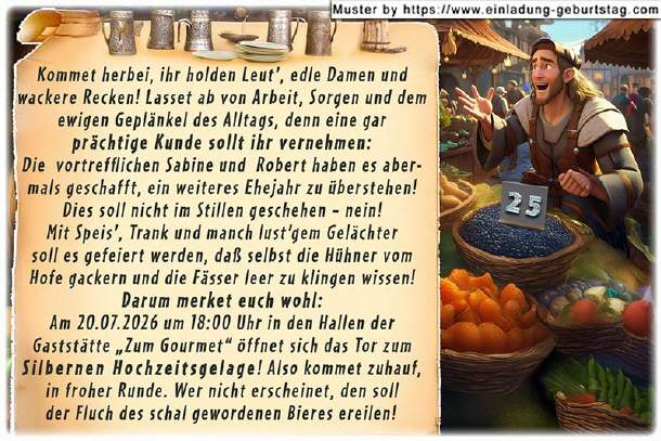 lustige Einladung Silberhochzeit - Marktschreier