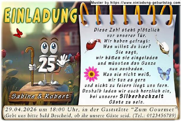 lustige Einladung Silberhochzeit - plötzlich