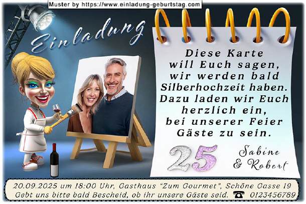 Einladung Silberhochzeit Foto auf Leinwand