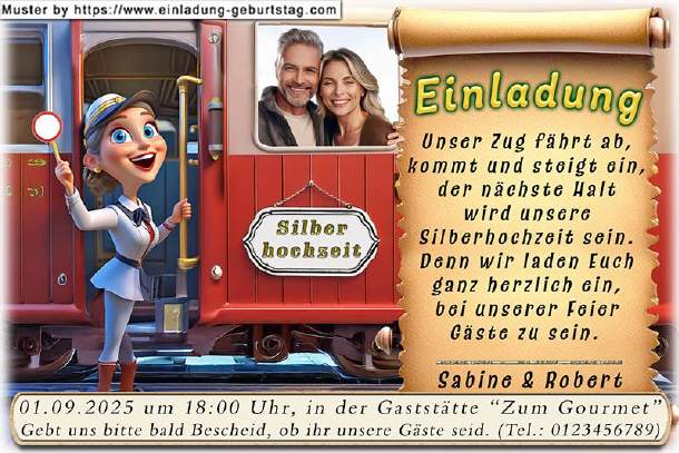 Einladung Silberhochzeit Foto im Fenster