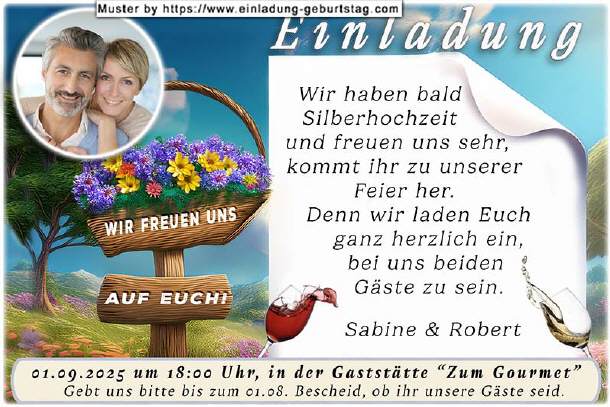 Einladung Silberhochzeit Foto rund