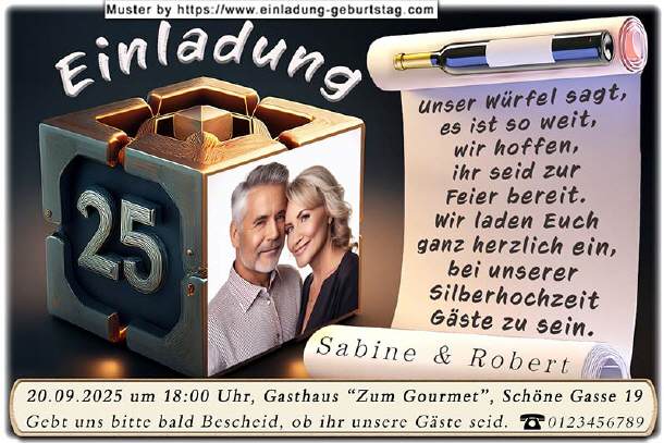 Einladung Silberhochzeit - der Fotowürfel