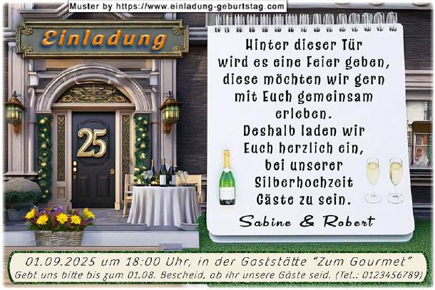 originelle Einladung Silberhochzeit - die Tür