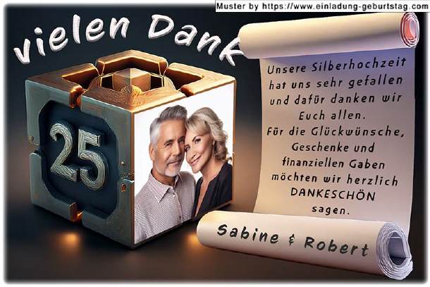 Danksagung Silberhochzeit - Fotowürfel