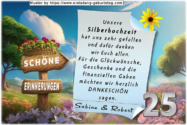 Danksagung Silberhochzeit - Erinnerungen