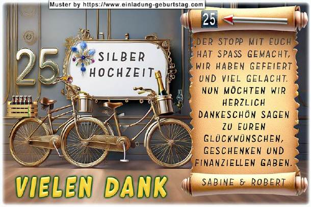 Danksagung Silberhochzeit - das Tandem