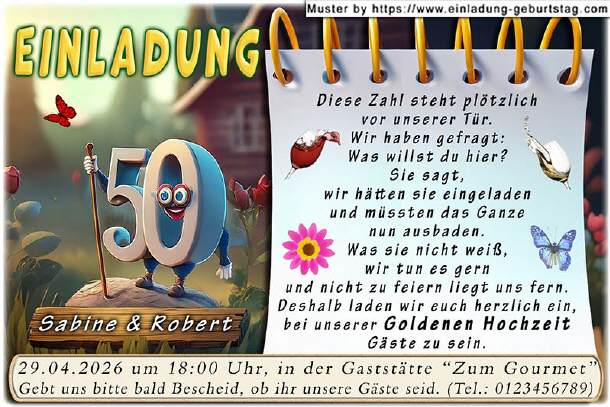 Einladung Goldene Hochzeit lustig - plötzlich