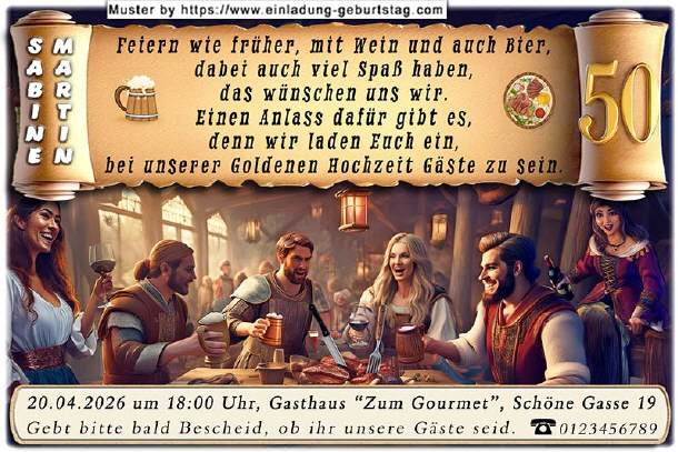 lustige Einladung Goldene Hochzeit - Spaß haben