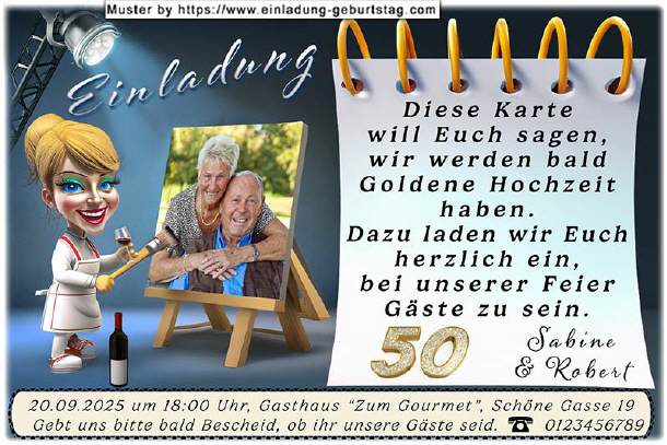 Einladung Goldene Hochzeit - die Leinwand