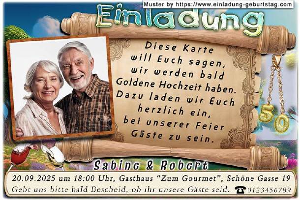 Einladung Goldene Hochzeit - Schriftrolle