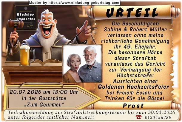 Einladung Goldene Hochzeit Foto und Richter