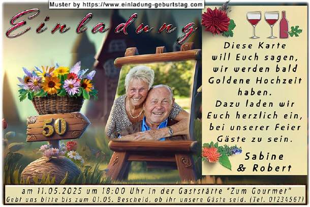 Einladung Goldene Hochzeit Foto auf Staffelei