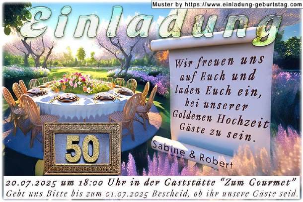 originelle Einladung Goldene Hochzeit - Festtisch