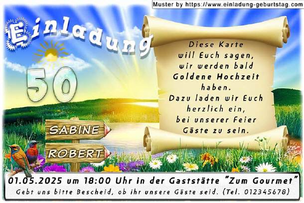 originelle Einladung Goldene Hochzeit der Park