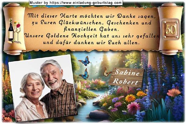 Danksagung Goldene Hochzeit - Traumlandschaft