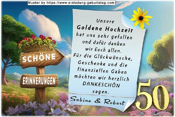 Danksagung Goldene Hochzeit - der Park