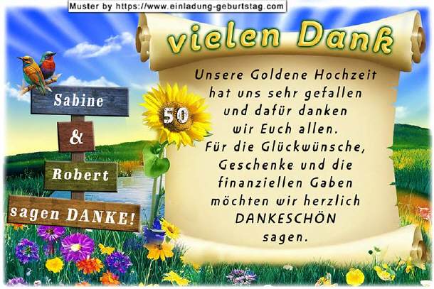 Danksagung Goldene Hochzeit - der Wegweiser