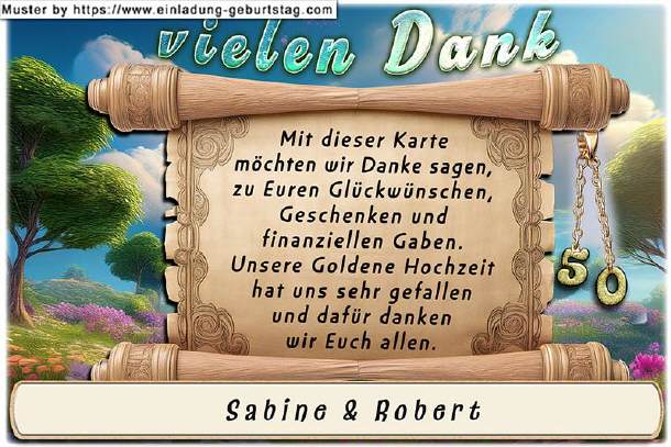 Danksagung Goldene Hochzeit - Textrolle