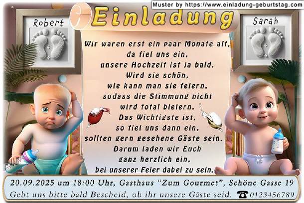 Hochzeitseinladung lustig -  frühe Planungen