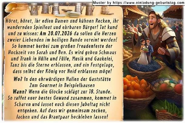 Hochzeitseinladung lustig - der Marktschreier