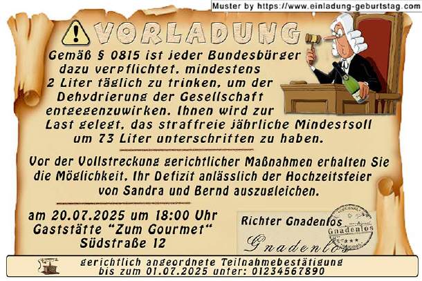 Hochzeitseinladung lustig - die Vorladung