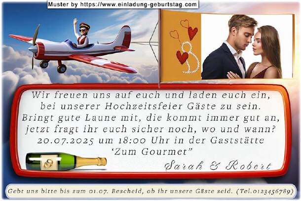 Einladung Hochzeit Foto auf Flugzeugbanner