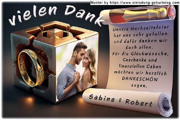 Dankeskarte Hochzeit - Fotowürfel