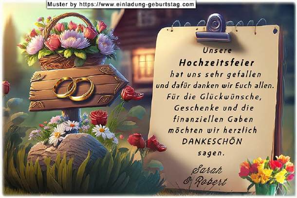 Dankeskarte Hochzeit - Hochzeitsschild