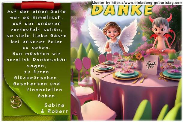 Dankeskarte Hochzeit - Engel und Teufel