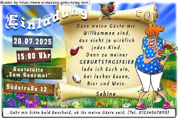 lustige Einladung Geburtstag -die gute Gastgeberin