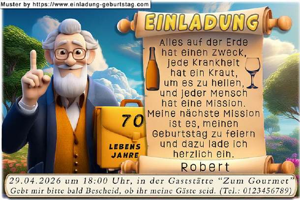 lustige Einladung Geburtstag - Ihre Mission Mann